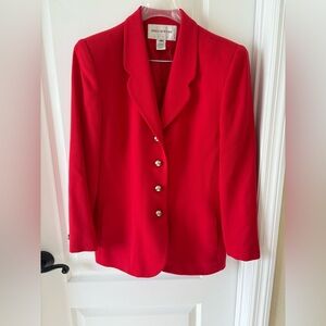 Jones New York Pure Wool Blazer Jacket Red Lined Size 10P
